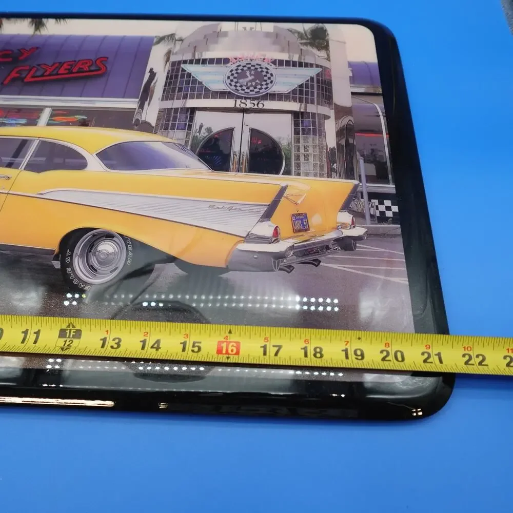 1957 Chevy Bel Air Wall Clock Maxcy Flyers Diner Classic Car Quartz 21.5x15.5